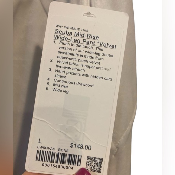 NWT Lululemon scuba MR wide leg pants velvet Size L - Picture 6 of 6
